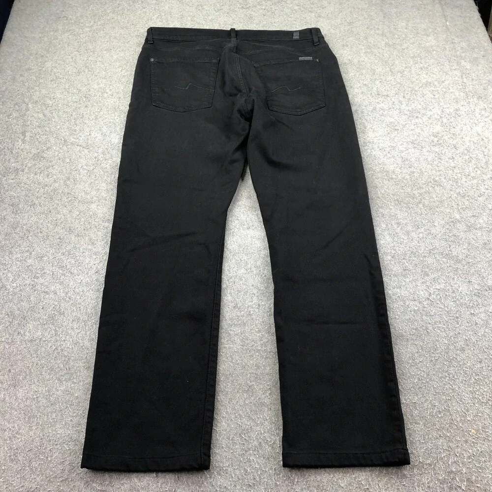7 For All Mankind Jeans Mens 33x30 Black Dark Wash Regular Straight Denim Luxe